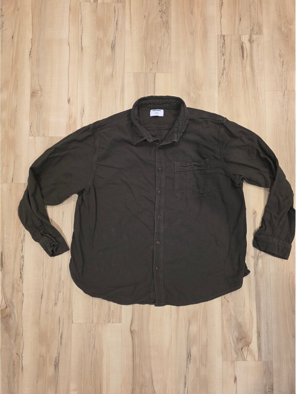 Old Navy Men's Dark Brown Button-Up Shirt XXL